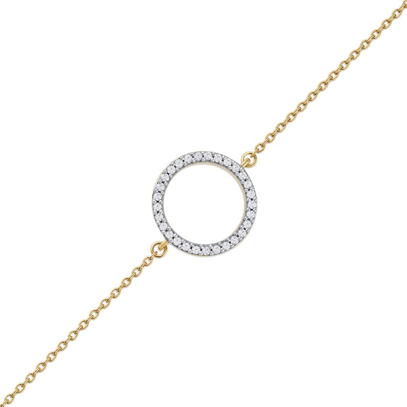 Main Image 1 of 0.11 CT. T.W. Diamond Lined Circle Bracelet in 10K Gold - 7.25"
