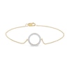 Thumbnail Image 2 of 0.11 CT. T.W. Diamond Lined Circle Bracelet in 10K Gold - 7.25"