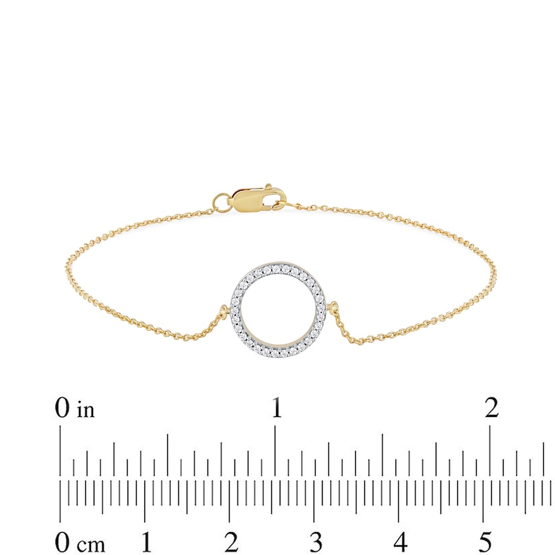 Main Image 4 of 0.11 CT. T.W. Diamond Lined Circle Bracelet in 10K Gold - 7.25"