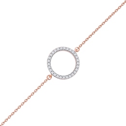 0.11 CT. T.W. Diamond Lined Circle Bracelet in 10K Rose Gold - 7.25&quot;