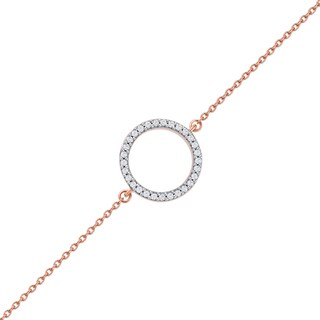 0.11 CT. T.W. Diamond Lined Circle Bracelet in 10K Rose Gold - 7.25"