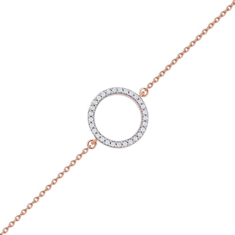 0.11 CT. T.W. Diamond Lined Circle Bracelet in 10K Rose Gold - 7.25"
