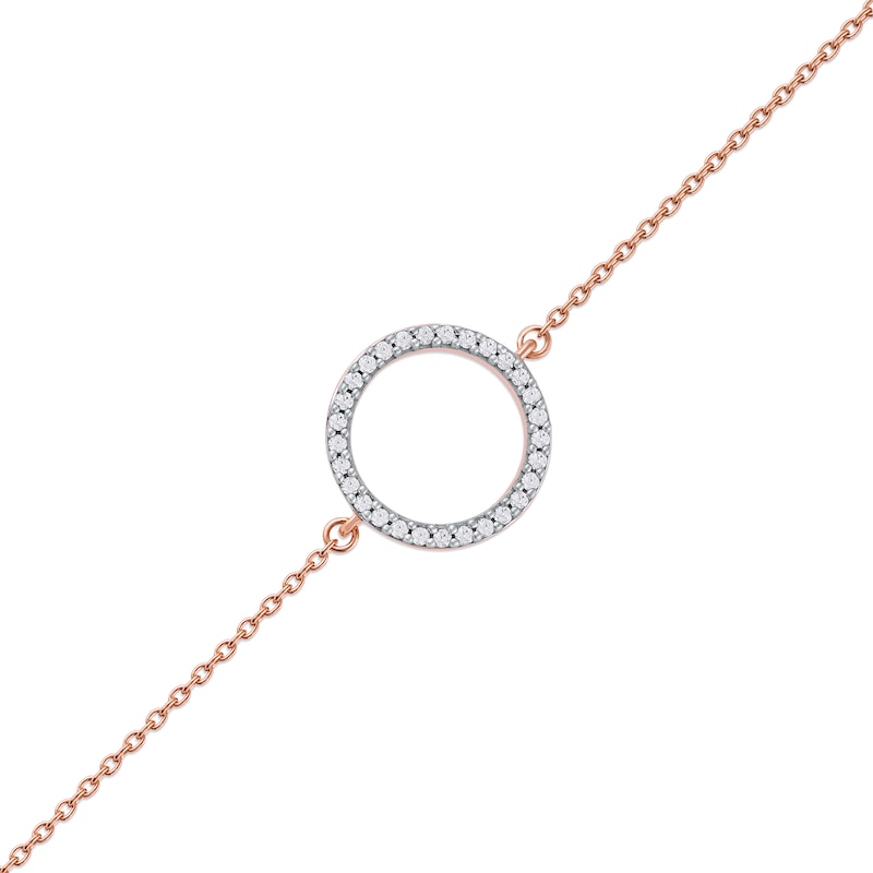 0.11 CT. T.W. Diamond Lined Circle Bracelet in 10K Rose Gold - 7.25"|Peoples Jewellers