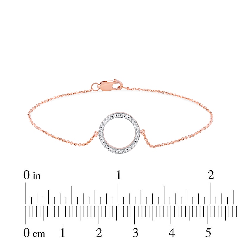 0.11 CT. T.W. Diamond Lined Circle Bracelet in 10K Rose Gold - 7.25"