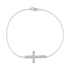 Thumbnail Image 2 of 0.12 CT. T.W. Diamond Sideways Cross Bracelet in 10K White Gold - 7.25"