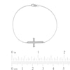 Thumbnail Image 4 of 0.12 CT. T.W. Diamond Sideways Cross Bracelet in 10K White Gold - 7.25"