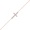 Thumbnail Image 0 of 0.12 CT. T.W. Diamond Sideways Cross Bracelet in 10K Rose Gold - 7.25"