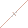 Thumbnail Image 1 of 0.12 CT. T.W. Diamond Sideways Cross Bracelet in 10K Rose Gold - 7.25"