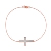 Thumbnail Image 2 of 0.12 CT. T.W. Diamond Sideways Cross Bracelet in 10K Rose Gold - 7.25"