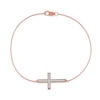 Thumbnail Image 1 of 0.12 CT. T.W. Diamond Sideways Cross Bracelet in 10K Rose Gold - 7.25"