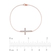 Thumbnail Image 4 of 0.12 CT. T.W. Diamond Sideways Cross Bracelet in 10K Rose Gold - 7.25"