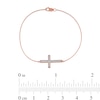 Thumbnail Image 3 of 0.12 CT. T.W. Diamond Sideways Cross Bracelet in 10K Rose Gold - 7.25"