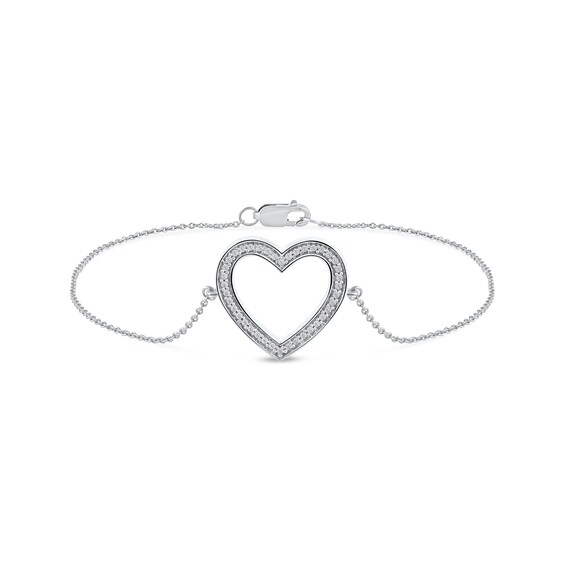 0.12 CT. T.W. Diamond Lined Heart Bracelet in 10K Gold
