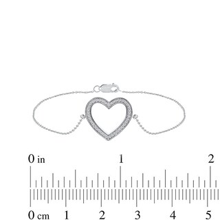 0.12 CT. T.W. Diamond Lined Heart Bracelet in 10K Gold