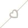 Thumbnail Image 1 of 0.12 CT. T.W. Diamond Lined Heart Bracelet in 10K Gold - 7.25&quot;
