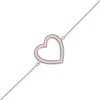Thumbnail Image 1 of 0.12 CT. T.W. Diamond Lined Heart Bracelet in 10K Rose Gold - 7.25"