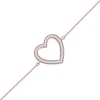 Thumbnail Image 0 of 0.12 CT. T.W. Diamond Lined Heart Bracelet in 10K Rose Gold - 7.25"