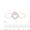 Thumbnail Image 4 of 0.12 CT. T.W. Diamond Lined Heart Bracelet in 10K Rose Gold - 7.25"