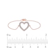 Thumbnail Image 3 of 0.12 CT. T.W. Diamond Lined Heart Bracelet in 10K Rose Gold - 7.25"