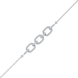 0.12 CT. T.W. Diamond Triple Oval Link Bracelet in 10K Gold