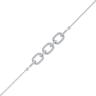 0.12 CT. T.W. Diamond Triple Oval Link Bracelet in 10K Gold