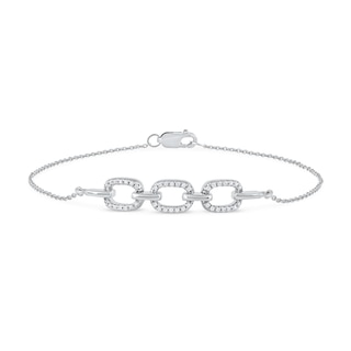 0.12 CT. T.W. Diamond Triple Oval Link Bracelet in 10K Gold