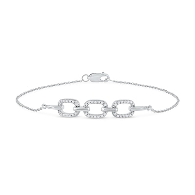 0.12 CT. T.W. Diamond Triple Oval Link Bracelet in 10K Gold