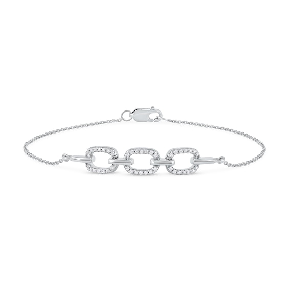 0.12 CT. T.W. Diamond Triple Oval Link Bracelet in 10K Gold