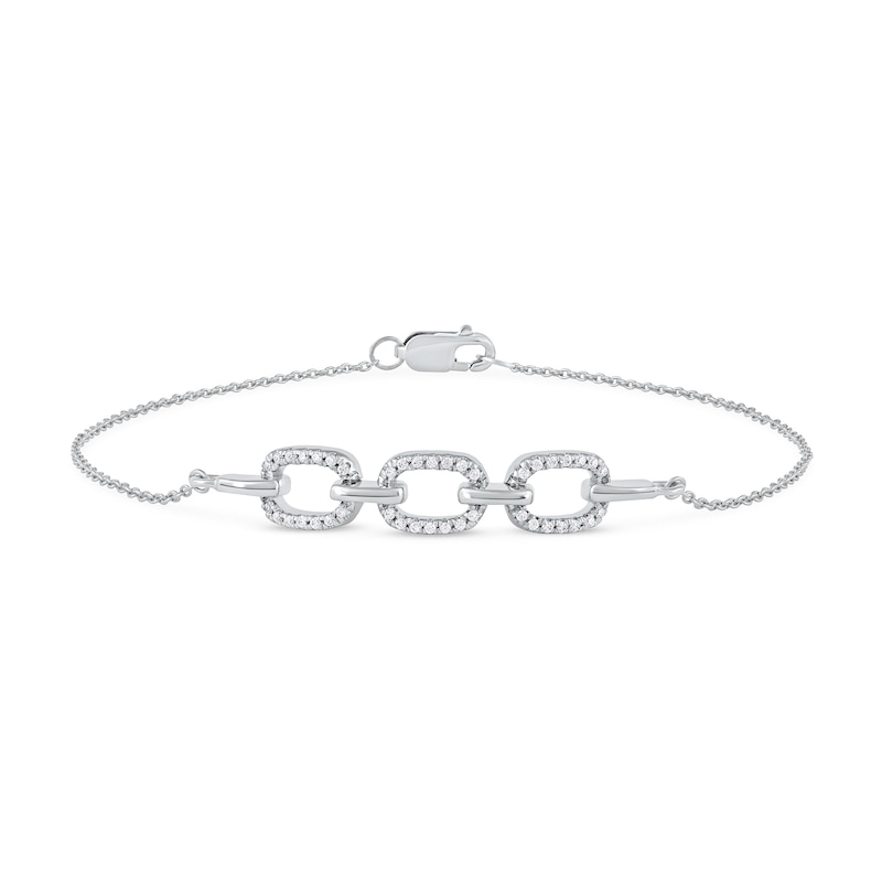 0.12 CT. T.W. Diamond Triple Oval Link Bracelet in 10K Gold