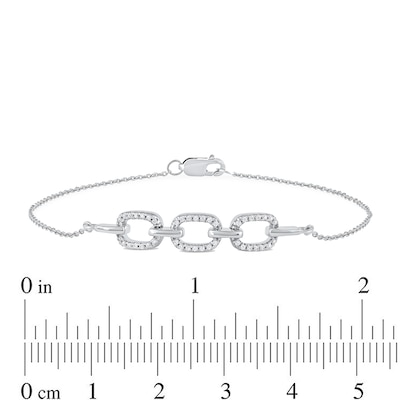 0.12 CT. T.W. Diamond Triple Oval Link Bracelet in 10K Gold