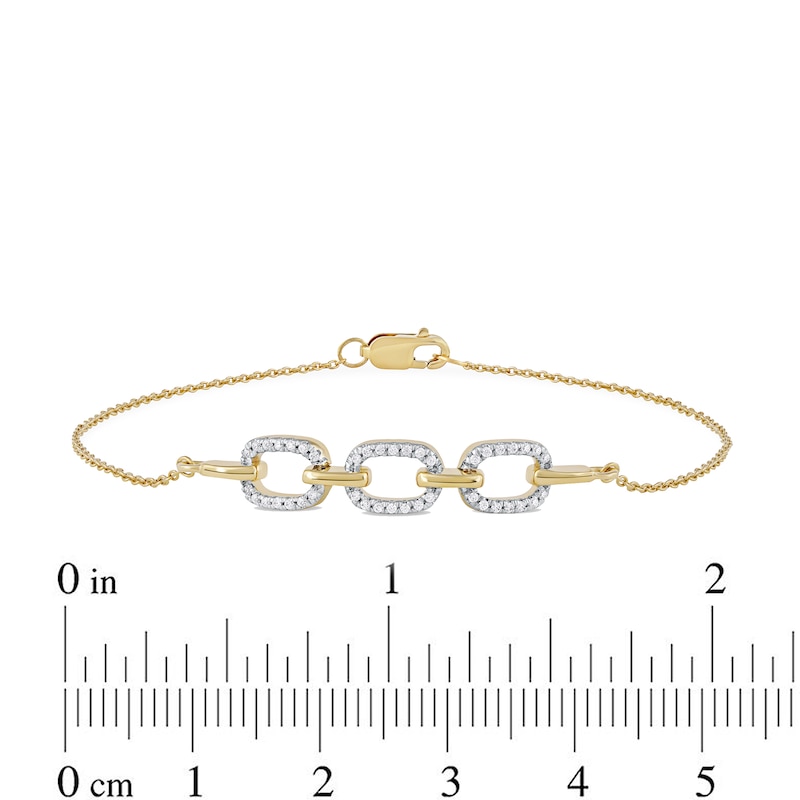 0.12 CT. T.W. Diamond Triple Oval Link Bracelet in 10K Gold - 7.25"