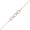 Thumbnail Image 1 of 0.12 CT. T.W. Diamond Triple Oval Link Bracelet in 10K Rose Gold - 7.25"