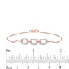 Thumbnail Image 4 of 0.12 CT. T.W. Diamond Triple Oval Link Bracelet in 10K Rose Gold - 7.25"