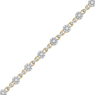 1.50 CT. T.W. Multi-Diamond Alternating Link Line Bracelet in 10K Gold
