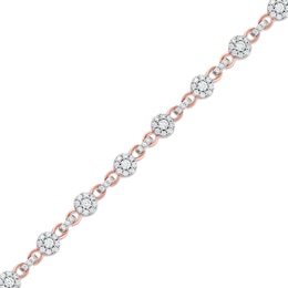 1.50 CT. T.W. Multi-Diamond Alternating Link Line Bracelet in 10K Rose Gold - 7.25&quot;