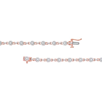 1.50 CT. T.W. Multi-Diamond Alternating Link Line Bracelet in 10K Rose Gold - 7.25"