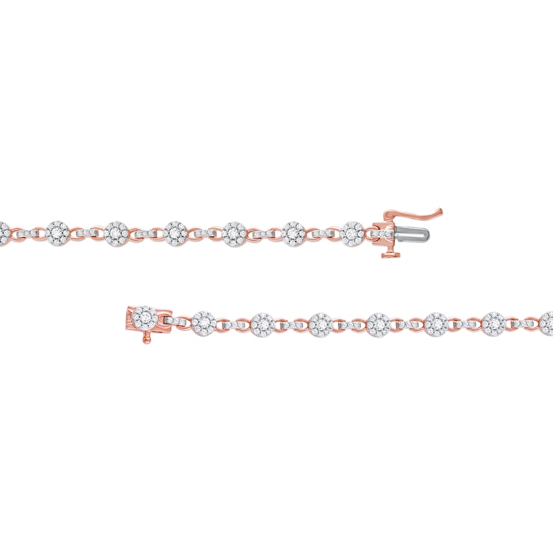 1.50 CT. T.W. Multi-Diamond Alternating Link Line Bracelet in 10K Rose Gold - 7.25"
