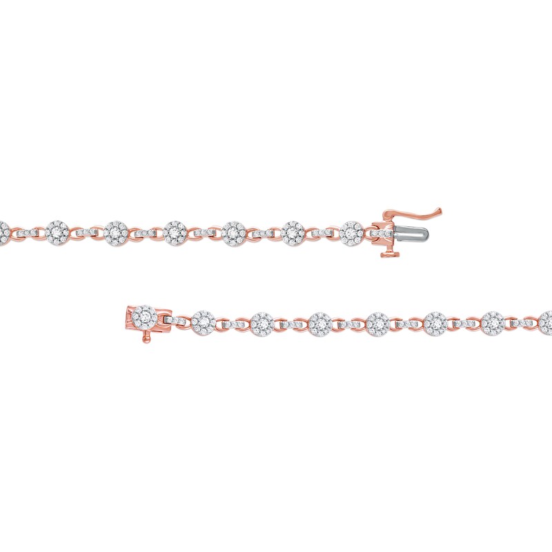 Main Image 3 of 1.50 CT. T.W. Multi-Diamond Alternating Link Line Bracelet in 10K Rose Gold - 7.25"