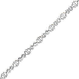 2.00 CT. T.W. Multi-Diamond Oval and Round Alternating Link Line Bracelet in 10K White Gold - 7.25"