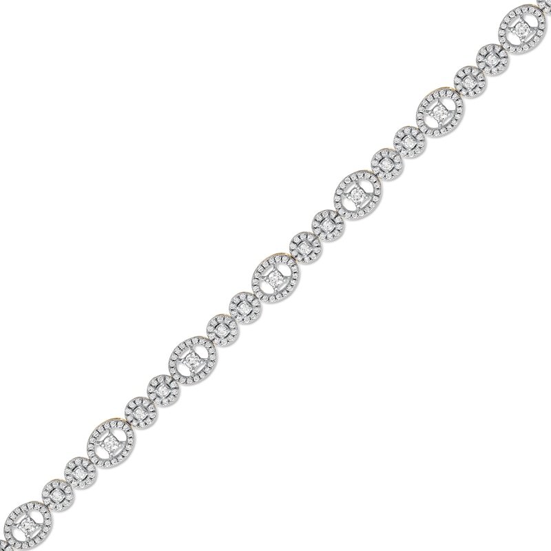 2.00 CT. T.W. Multi-Diamond Oval and Round Alternating Link Line Bracelet in 10K Gold