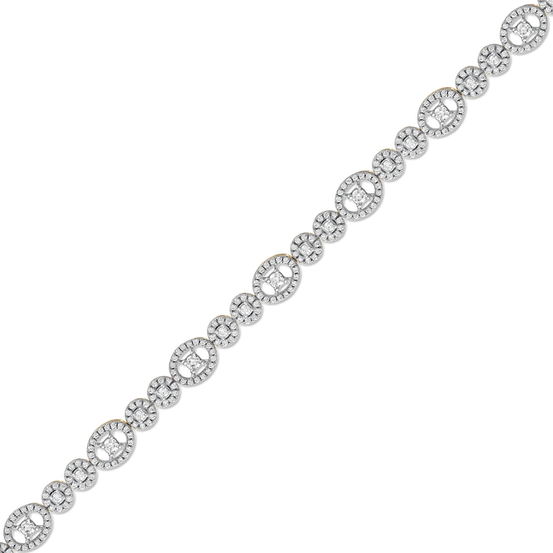 Main Image 1 of 2.00 CT. T.W. Multi-Diamond Oval and Round Alternating Link Line Bracelet in 10K Gold - 7.25"