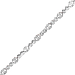 2.00 CT. T.W. Multi-Diamond Oval and Round Alternating Link Line Bracelet in 10K Rose Gold - 7.25&quot;