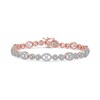 Thumbnail Image 2 of 2.00 CT. T.W. Multi-Diamond Oval and Round Alternating Link Line Bracelet in 10K Rose Gold - 7.25"