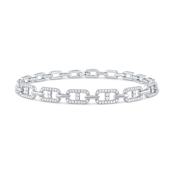 1.00 CT. T.W. Diamond Mariner Chain Alternating Link Bracelet in 10K Gold