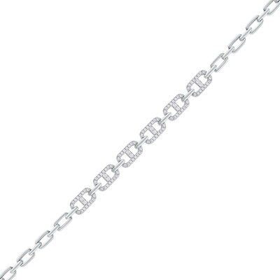 1.00 CT. T.W. Diamond Mariner Chain Alternating Link Bracelet in 10K Gold