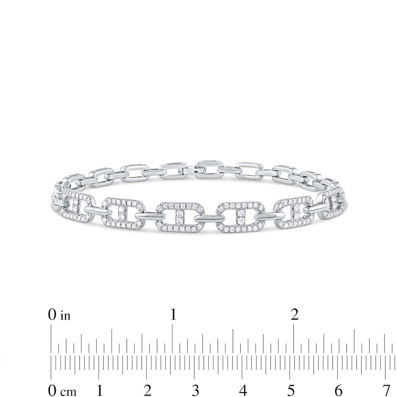 Main Image 4 of 1.00 CT. T.W. Diamond Mariner Chain Alternating Link Bracelet in 10K White Gold - 8.5"