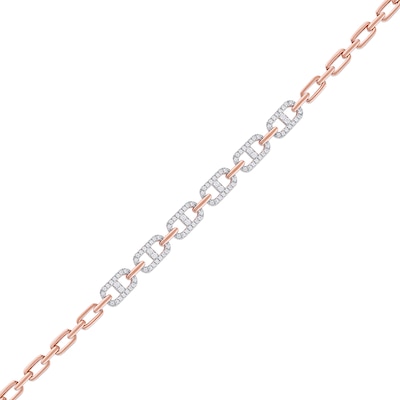 1.00 CT. T.W. Diamond Mariner Chain Alternating Link Bracelet in 10K Rose Gold - 8.5"