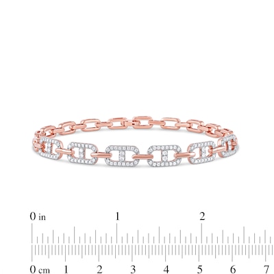1.00 CT. T.W. Diamond Mariner Chain Alternating Link Bracelet in 10K Rose Gold - 8.5"