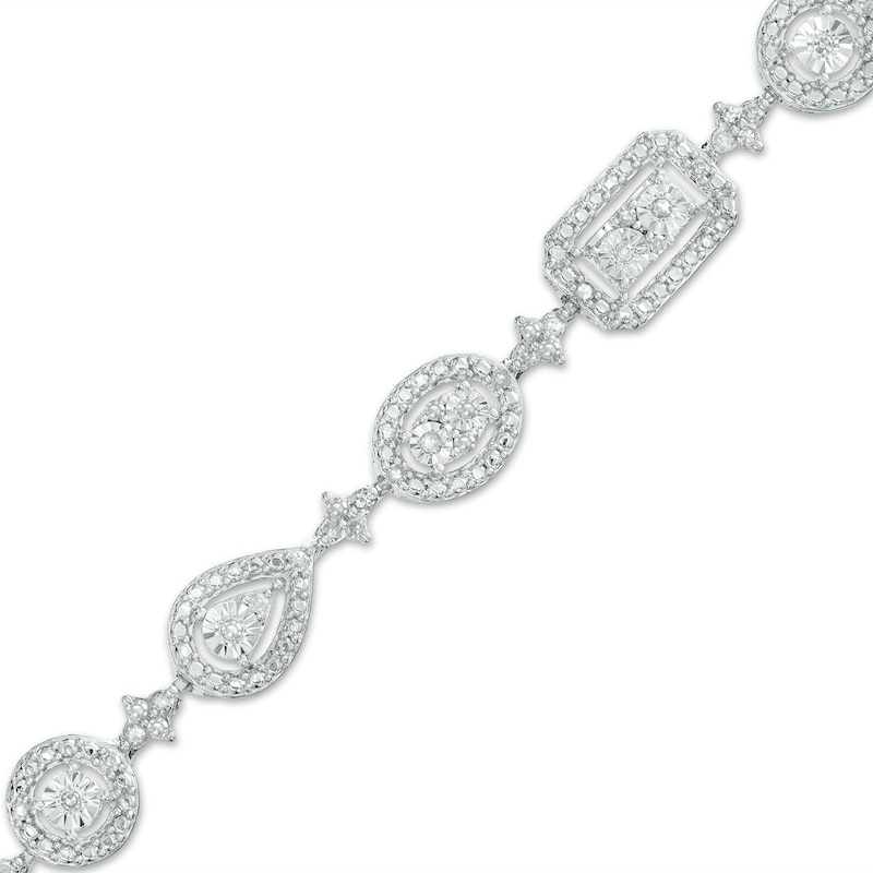 0.50 CT. T.W. Multi-Diamond Alternating Shape Line Bracelet in Sterling Silver – 7.5"|Peoples Jewellers