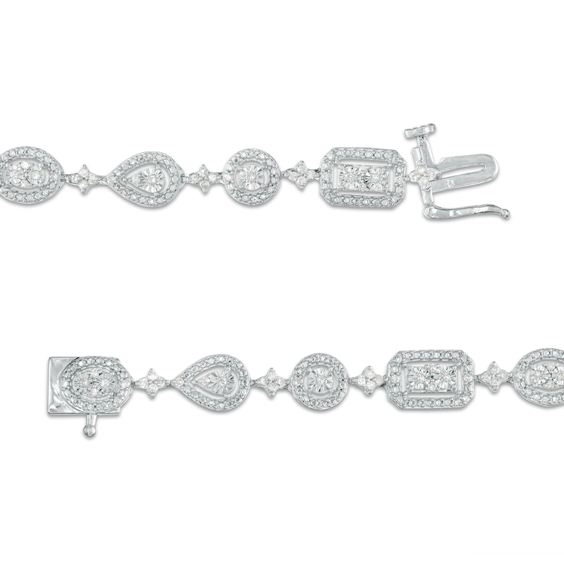 0.50 CT. T.W. Multi-Diamond Alternating Shape Line Bracelet in Sterling Silver – 7.5"